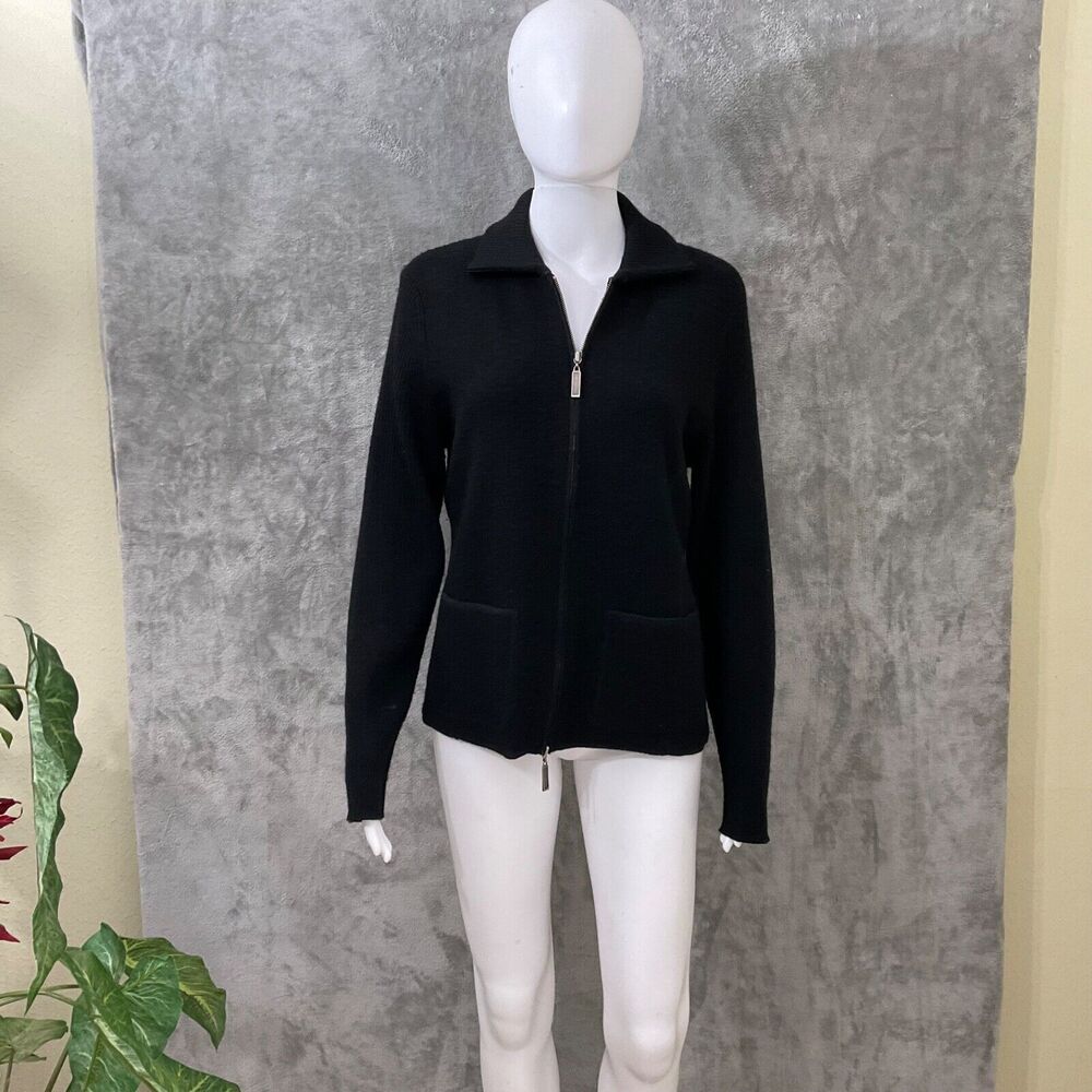 Casual Corner Annex Zip Cardigan Sweater women’s M Wool new Zealand Vtg. Pockets